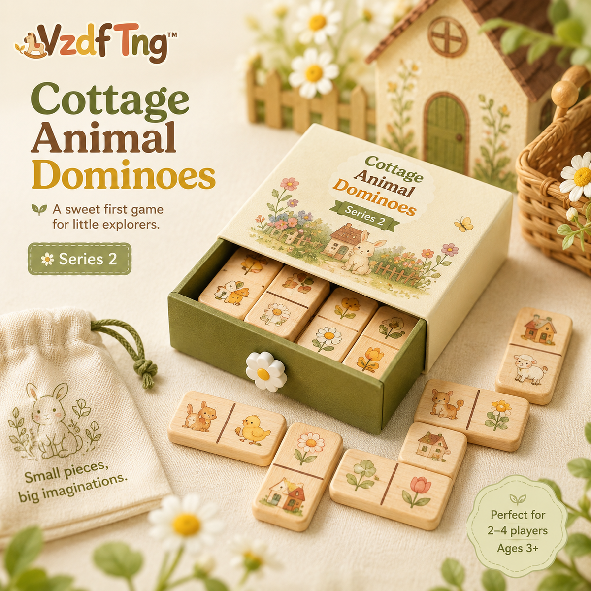 VzdfTng™ Cottage Animal Picture Dominoes