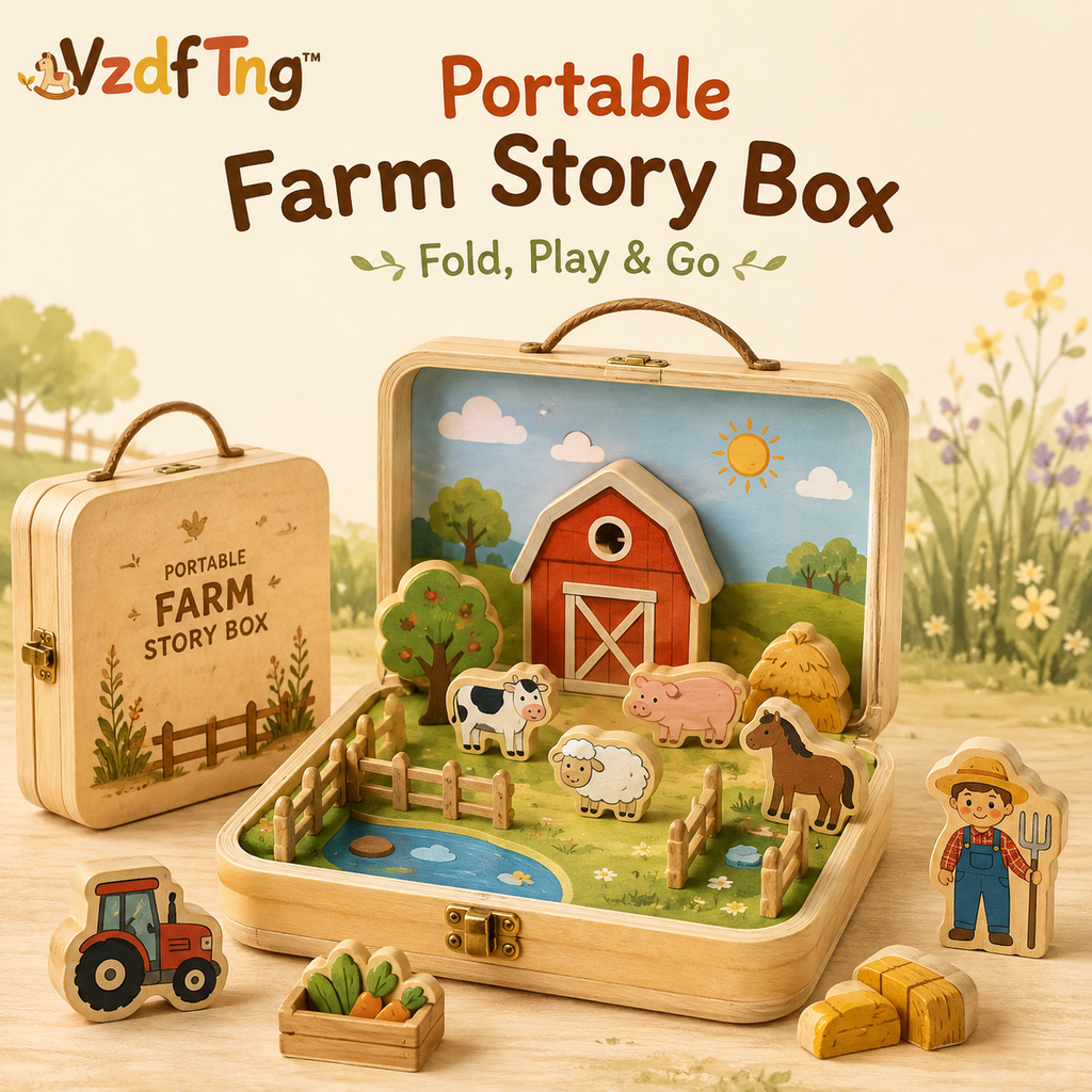 VzdfTng™ Portable Farm Story Box – Fold-Out Farm Pretend Play Set
