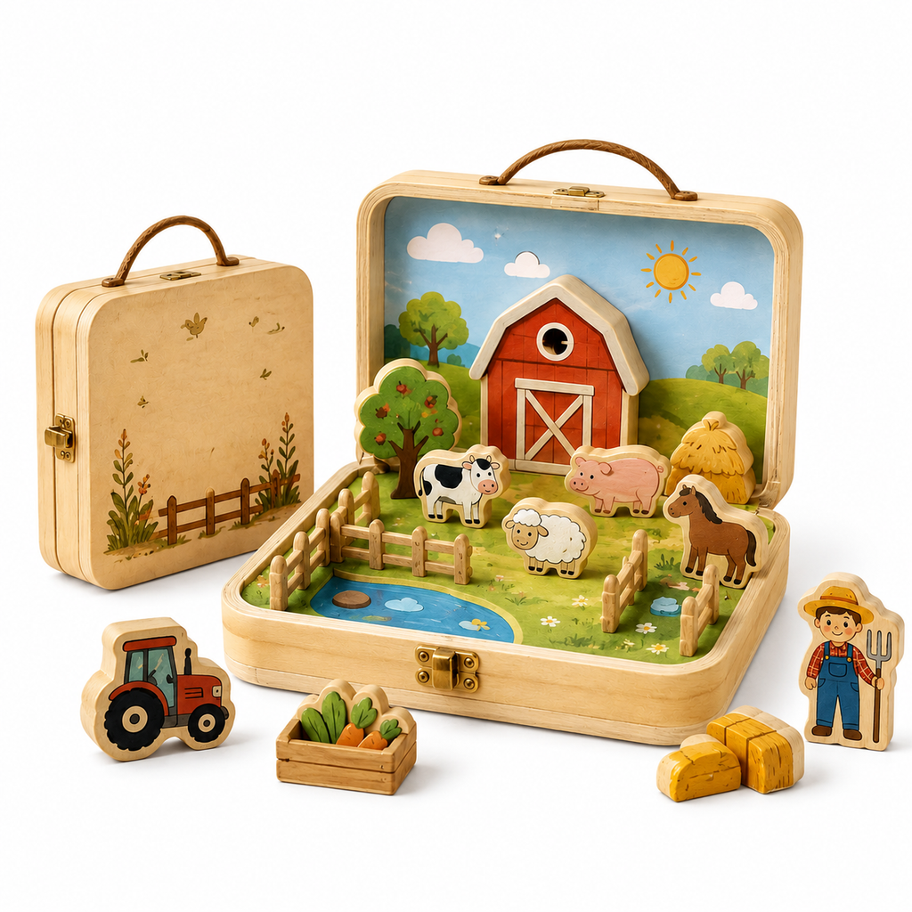 VzdfTng™ Portable Farm Story Box – Fold-Out Farm Pretend Play Set
