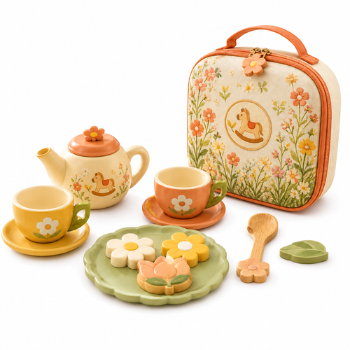 VzdfTng™ Blossom Tea Picnic Set – Portable Pretend Tea Party Playset