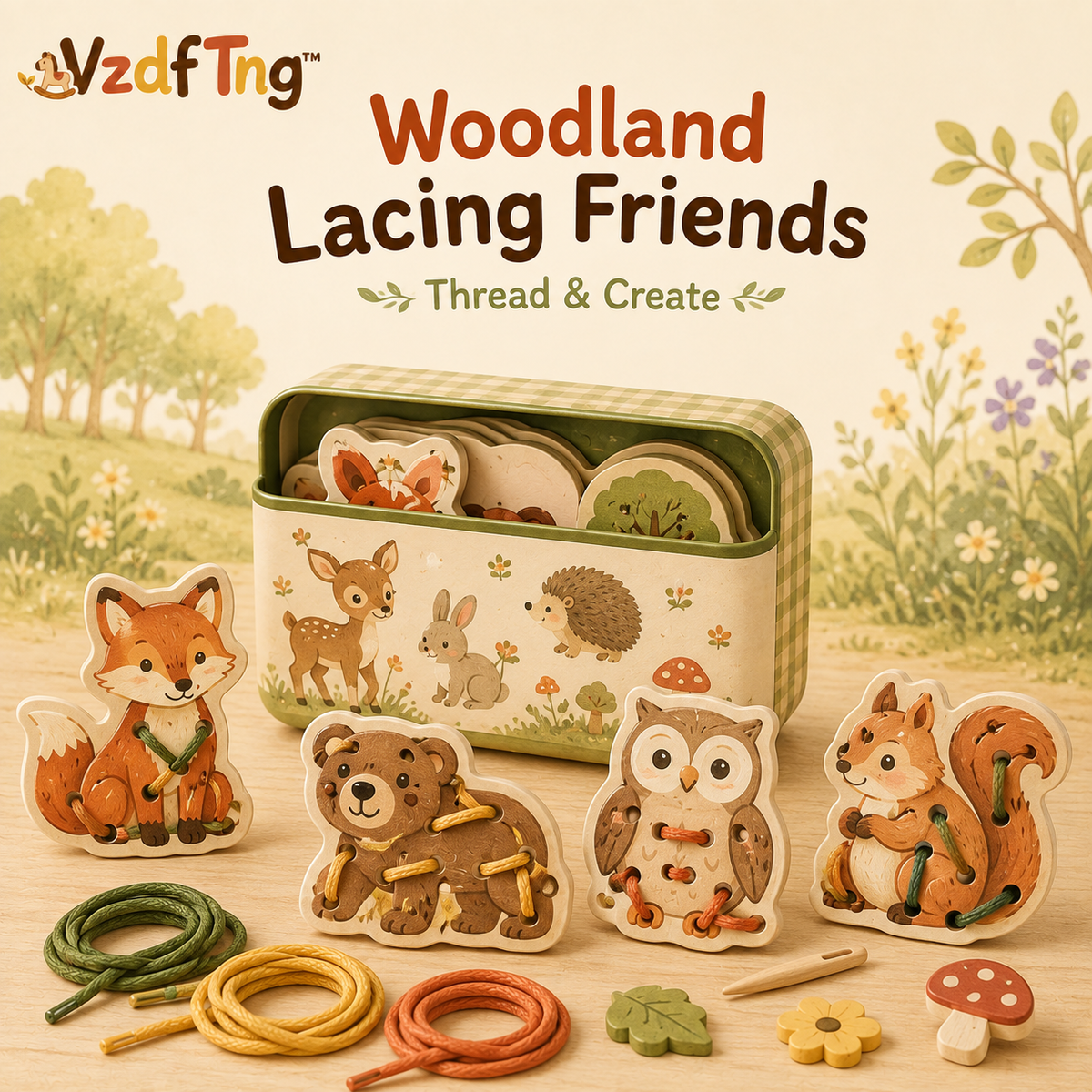 VzdfTng™ Woodland Lacing Friends – Animal Threading Activity Set