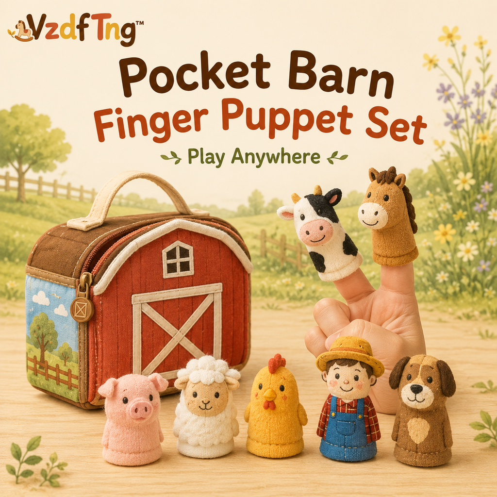 VzdfTng™ Pocket Barn Finger Puppet Set – Portable Farm Story Play