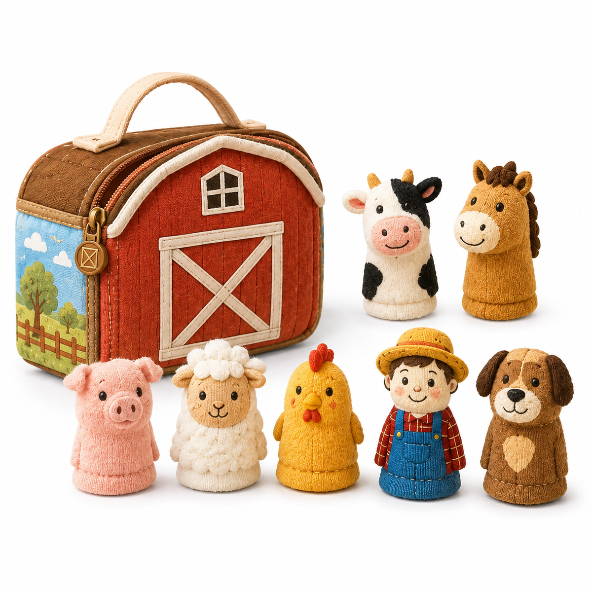 VzdfTng™ Pocket Barn Finger Puppet Set – Portable Farm Story Play