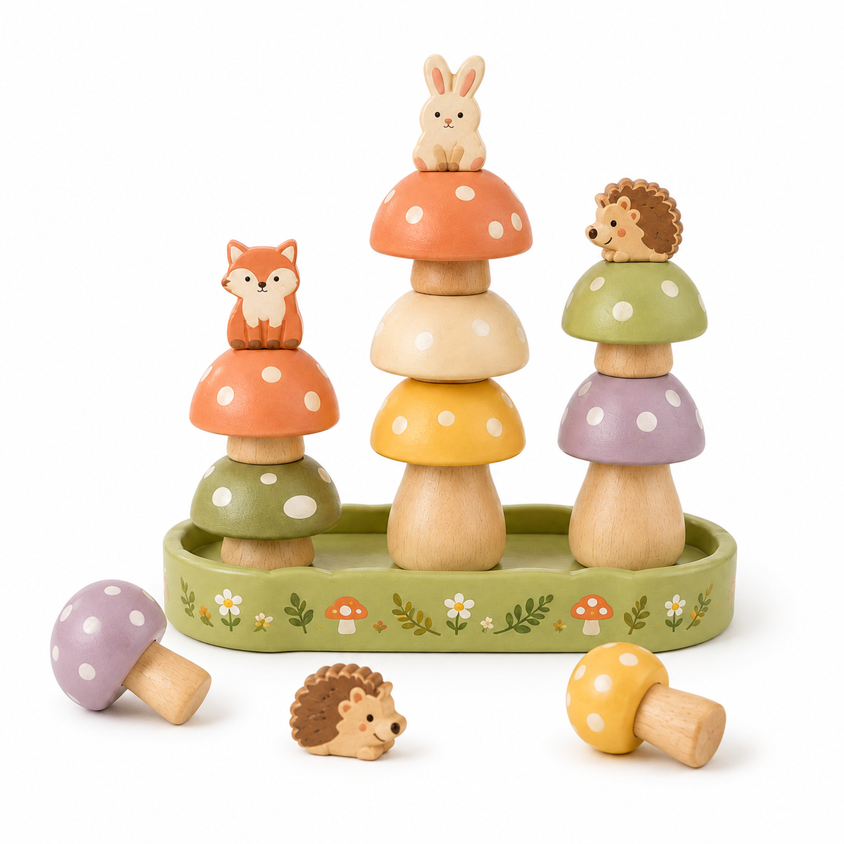 VzdfTng™ Mushroom Stacking Parade – Woodland Balance & Stack Toy product view
