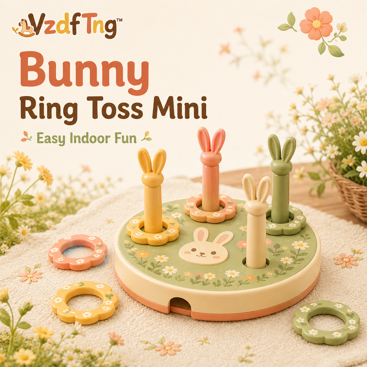 VzdfTng™ Bunny Ring Toss Mini – Compact Indoor Toss Game